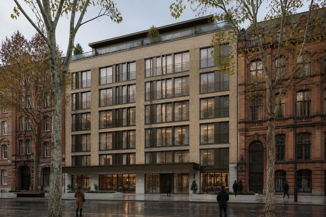 CGI of an office building converted to apartments